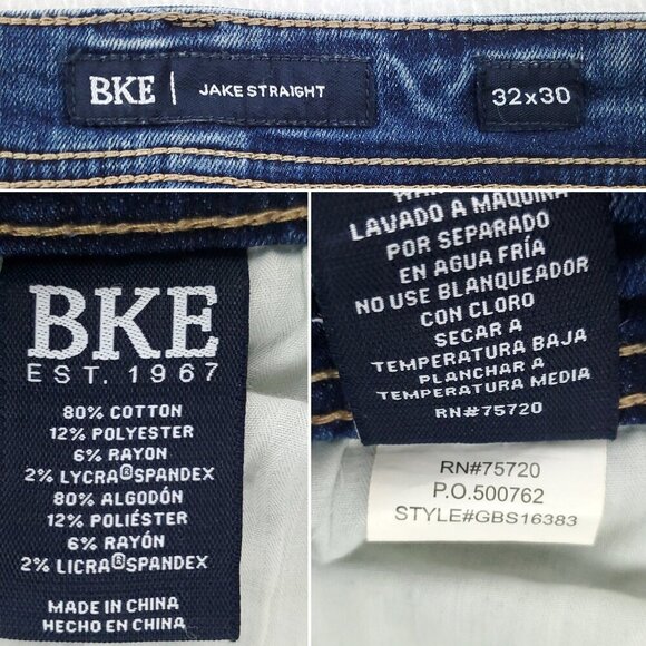 BKE Jeans Jake Straight Stretch Faded Denim Men's "32x30" Actual 34x29 - Picture 3 of 12
